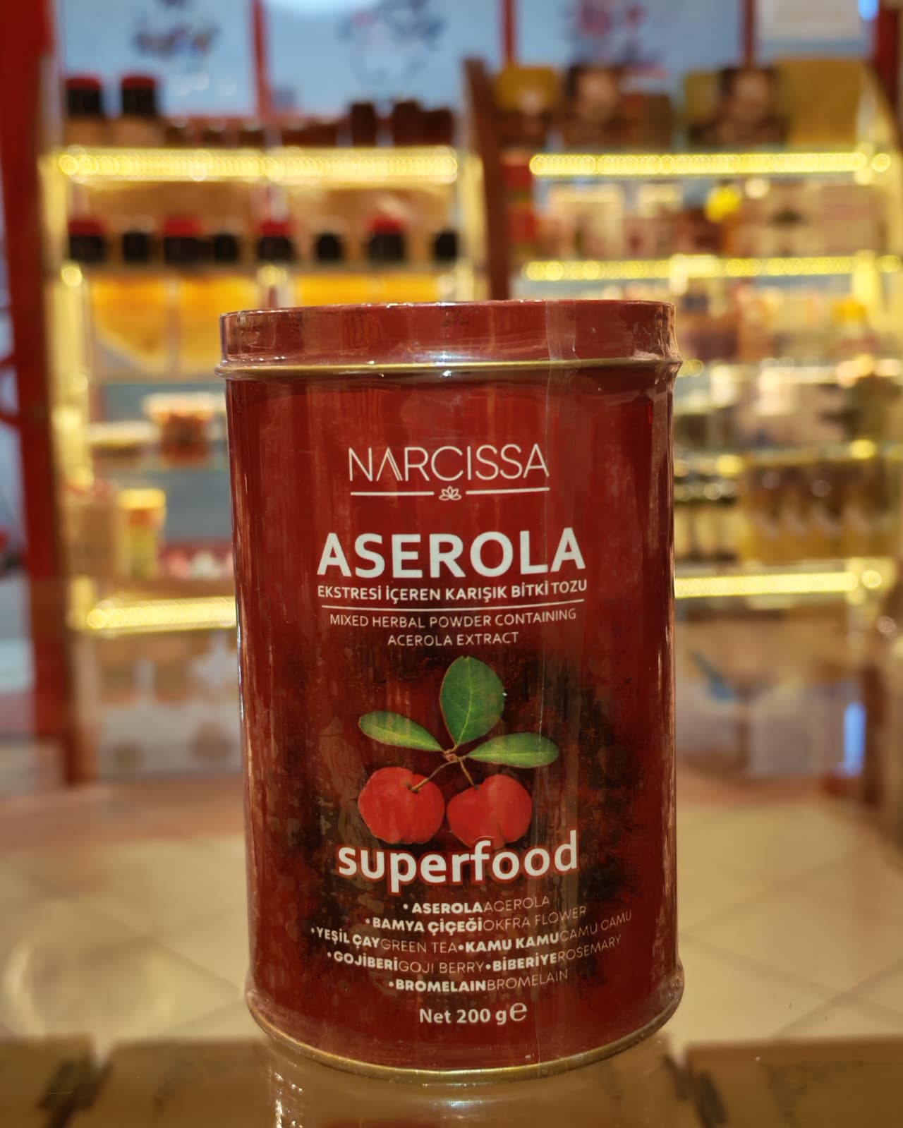 Aserola içeren karışık bitki tozu